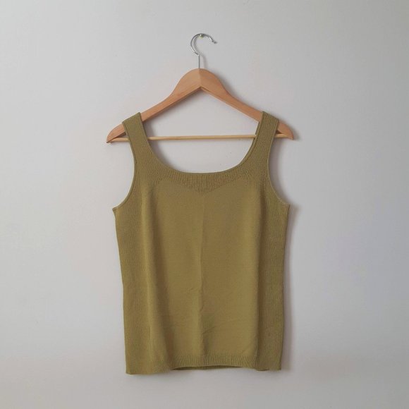 Anne Klein | Pear Green Round Neck Sweater Tank - Picture 2 of 4